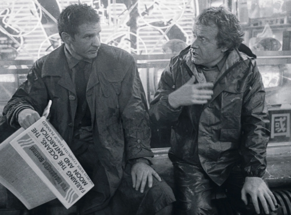 Harrison Ford és Ridley Scott a forgatáson