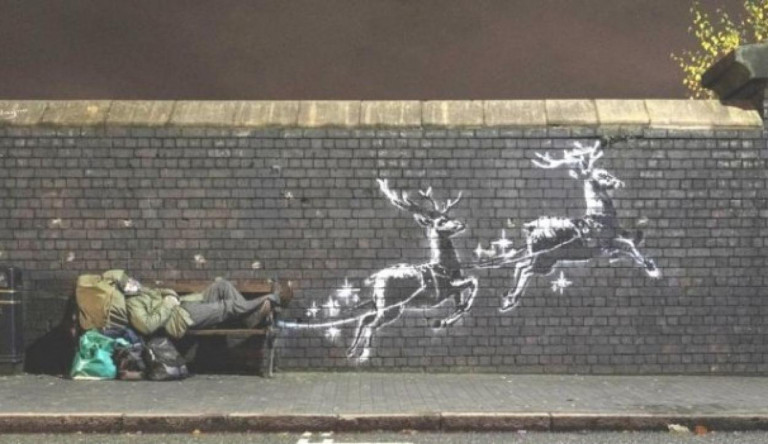 Egy órán belül ellopták a táblát Banksy új alkotásával