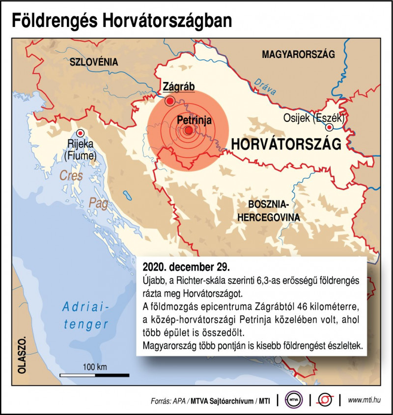 Földrengés Horvátországban Petrinja 2020 december 29