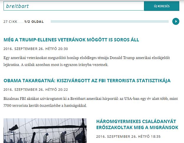 Egy este három hír a Breitbartról a Magyar Időkben