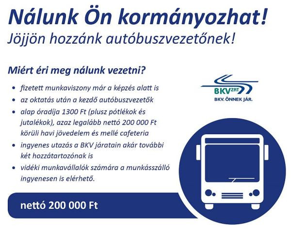 Nincs elég buszsofőr a BKV-nál, már az is vezethetne, aki az irodában ül, ha van jogsija