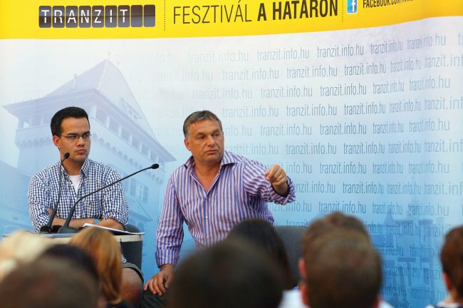 Ablonczy Bálint és Orbán Viktor a 2012-es Tranzit fesztiválon