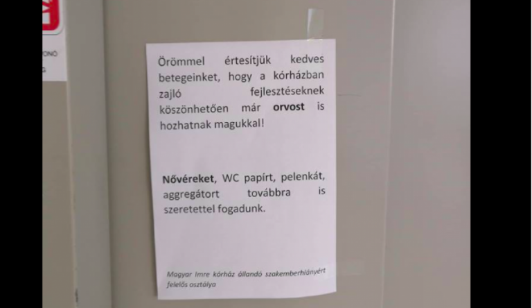Az ajkai kórházban kiírták a falakra, hogy mostantól orvosokat is vihetnek magukkal a betegek