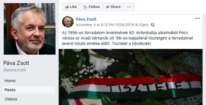 November 4: a „forradalmat leverő hősök“ emléke előtt tisztelgett a pécsi fideszes politikus