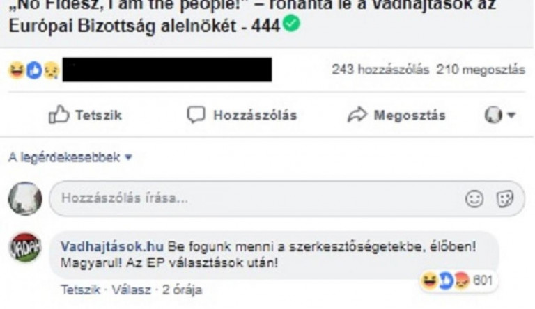 Megfenyegette a Fidesz-szimpatizáns Vadhajtások blog a 444 szerkesztőségét
