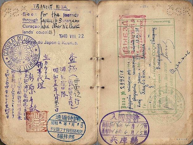 Sugihara által kiállított vízum 1940