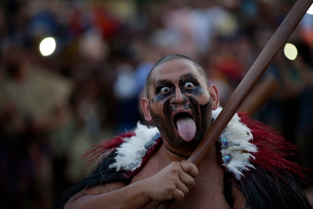 Egy maori férfi a Bennszülött Világjátékok megnyitó ünnepségén az észak-brazíliai Palmasban 2015. október 22-én.