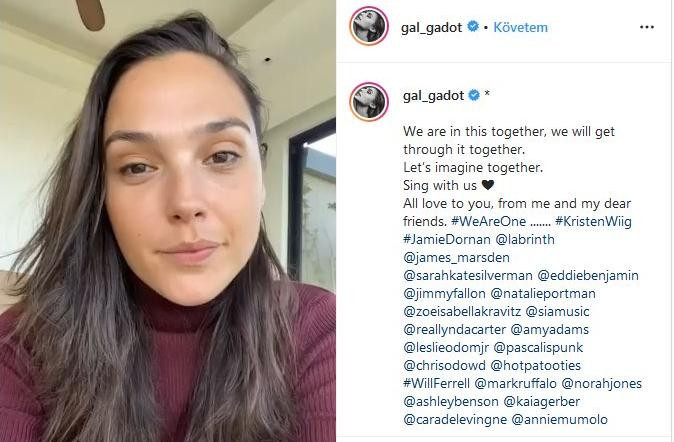 Gal Gadot és sztárbarátai az Imagine-t éneklik a karanténból