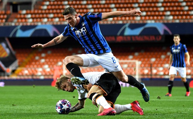 A Valencia - Atalanta meccs az üres Estadio Mestalla stadionban március 10-én