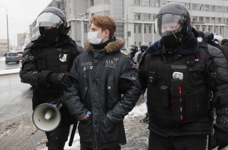 Navalnij támogatóinak tüntetése Oroszországban