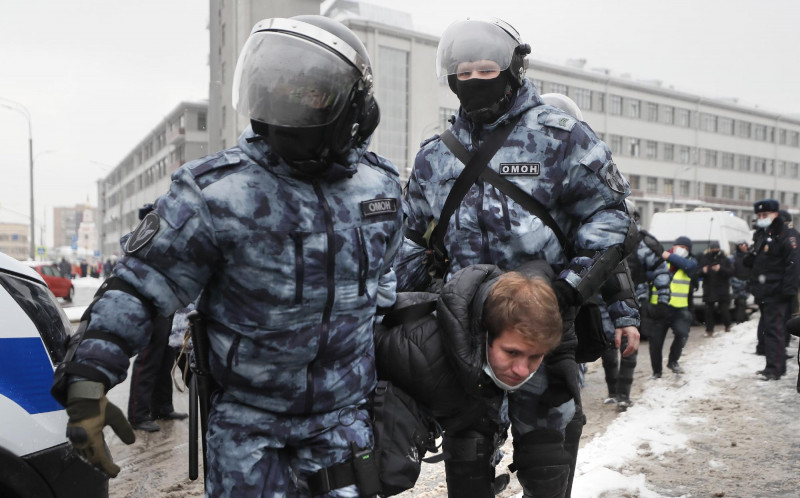 Navalnij támogatóinak tüntetése Oroszországban
