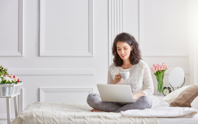 woman working on a laptop