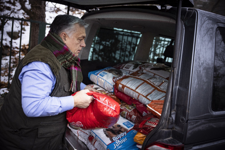 Dübörög a kampány: Orbán fél tonna állateledelt vitt egy menhelyre