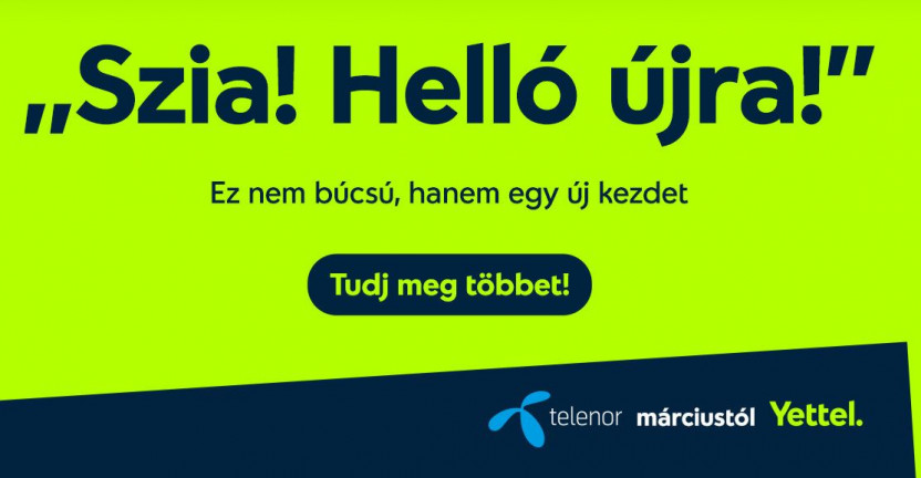 A Telenor márciustól Yettel néven folytatja 