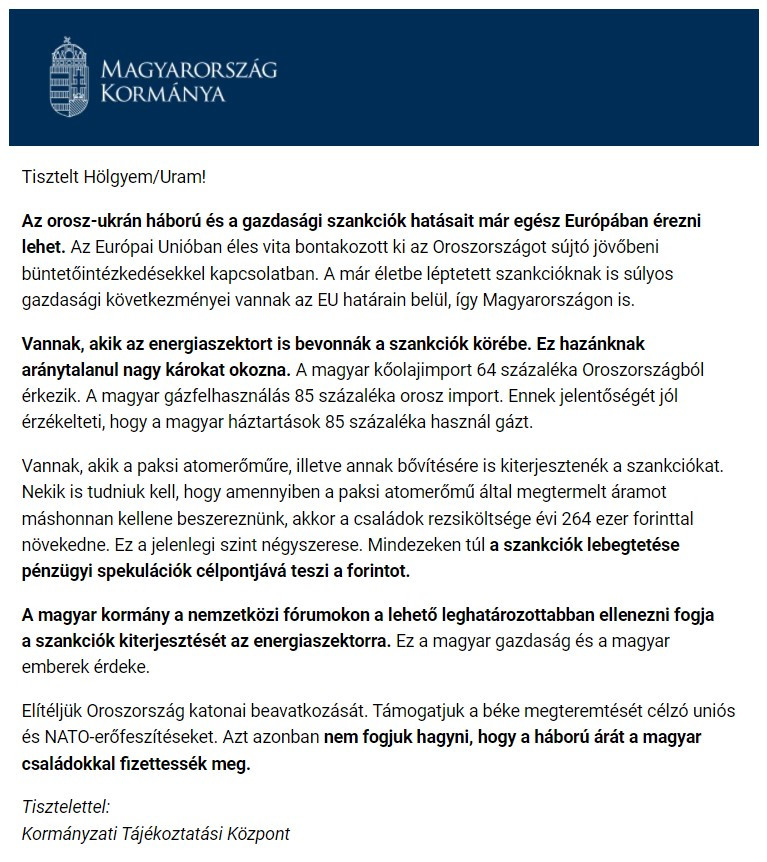 Megint a koronavírus-hírlevelet használja az ellenzék ekézésére a kormány
