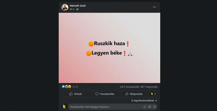 A fideszes Németh Zsolt váratlanul közölte: Ruszkik haza!