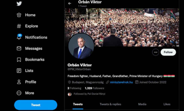 Elindult Orbán Viktor hivatalos twitter-oldala