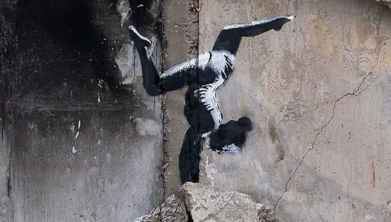 Banksy Ukrajnában készített falfestményt