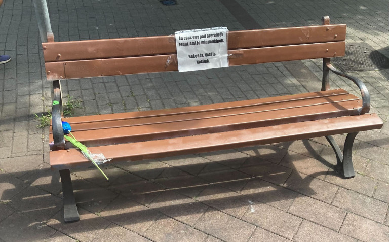 Az egykor LMBTQ- és Fradi-színekben is tündöklő utcai pad ismét barna, és csak egy pad akar lenni, semmi több