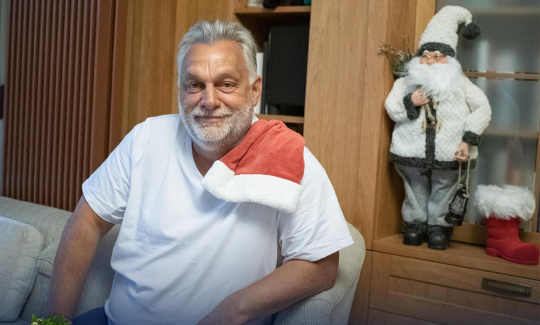 A borotválkozatlan Orbán Viktor azt haluzza, hogy ő a Mikulás