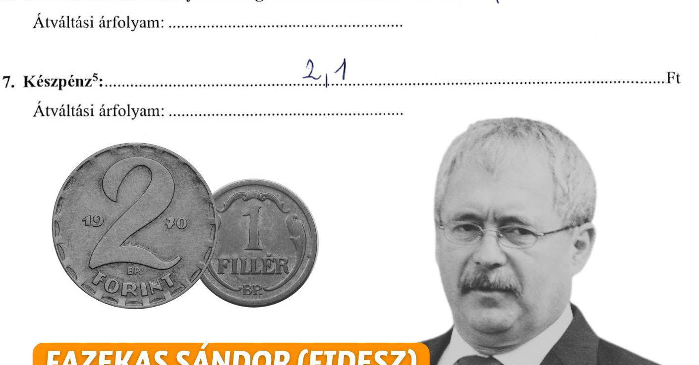 19,5 forint megtakarítása és 2,1 készpénze van a fideszes Fazekas Sándornak a vagyonnyilatkozata szerint