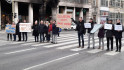 A Ferenciek tere zebrájánál demonstráltak a pedagógusok